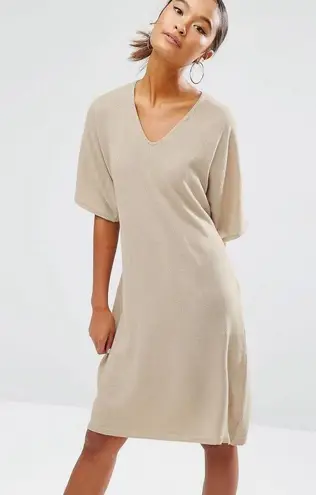 Daisy Street Tie Waist Knitted Shirt Dress XL Nude Dolman Sleeves