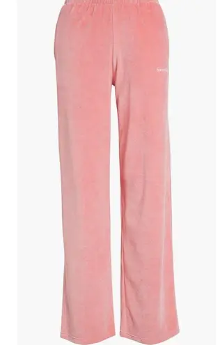 Sporty & Rich Health Ivy Cotton Velour Sweatpants Pink Large Retro Sporty Lounge