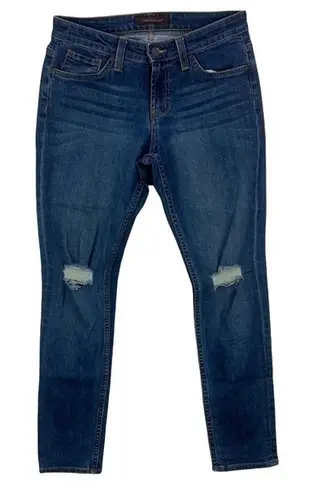 Parker Jeans Womens Size 7 Stretch Mid Rise Distressed Medium Wash Denim Skinny Blue