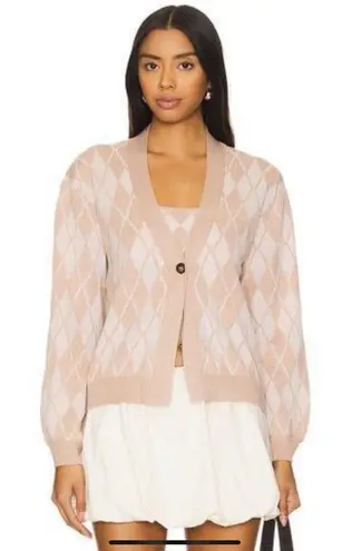 For Love & Lemons NWT Cassidy Argyle Cardigan by  in Brown/Pink Size Small - Image 1