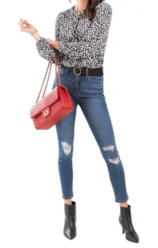 Harper Heritage Core Stretch Ripped Distressed Knees High Rise Skinny Jeans Blue Size 29