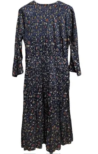 Veronica Beard NWT Shireen Button-Front Floral Print Pleated Dress in Ink Sz 2