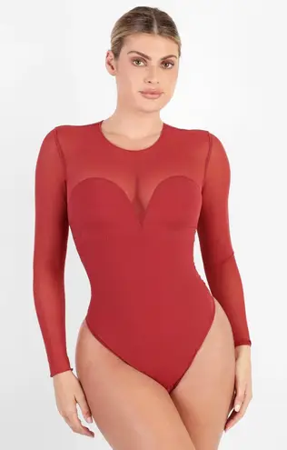 Popilush red Sleeve Tummy Control Bodysuit size small thumbnail 1