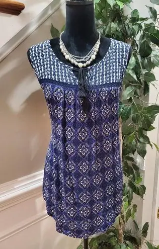 indigo. Womens Blue 100% Rayon Round Neck Sleeveless Casual Top Blouse Size Large