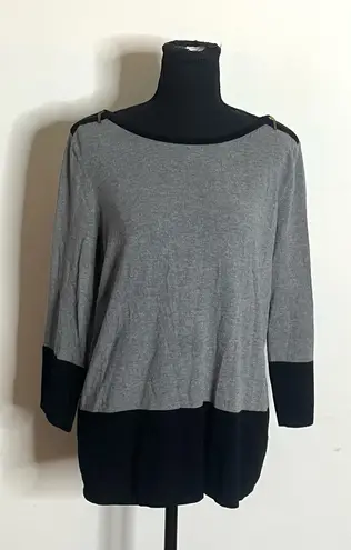 Cable & Gauge -Two-Tone Black and Gray Long Sleeve Top Size M