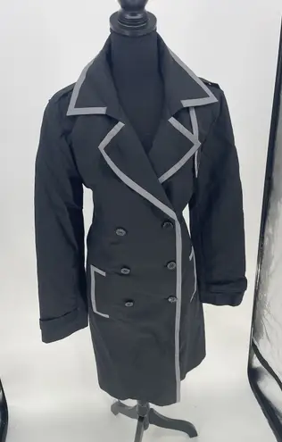Apostrophe Womens XL Black/silver Double Breasted Trench Coat with Belt