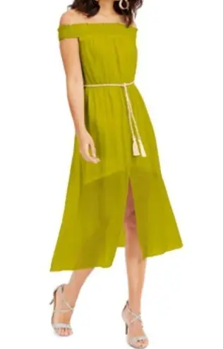 Thalia Sodi White Off The Shoulder Gauze Fit Flare Dress