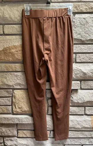 WAYDAMIN Sport 3 in 1 Set zip Up crop hoodie and leggings chocolate brown small