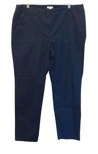 J. Jill Twill Chino Cotton Linen Blend Pants Navy Size 16 Stretch Blue