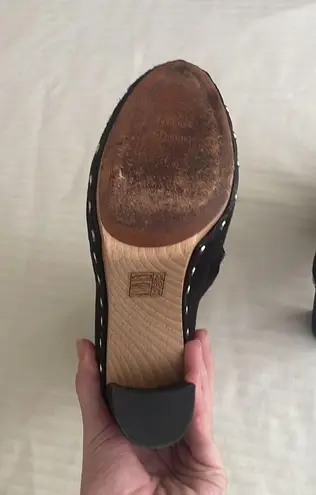 Proenza Schouler Studded Suede Boots Wooden Soles Black 36.5