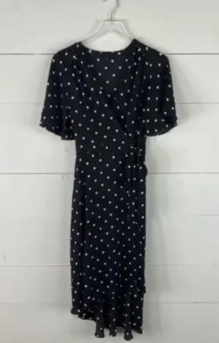 White House | Black Market  WHBM polka dot black white wrap midi dress