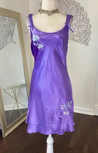 Cinema Etoile Early 2000's Fairy Embroidered Purple Satin Mini Slip Bow Dress M Size M