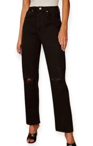 Aritzia Joni High Rise Loose- Black Ripped Jeans