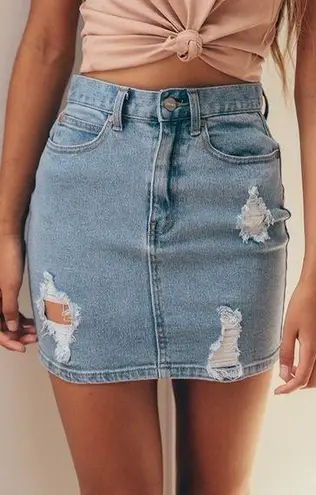 Afends Beat Chevy Denim Skirt in Stone Blue
