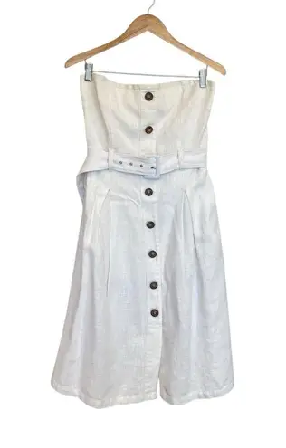Moon River Zoie White Straplesss Belted Midi Dress Size Large