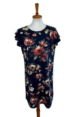 Flaunt Boutique Ces Femme Shift Dress Floral Print Blue Size Large