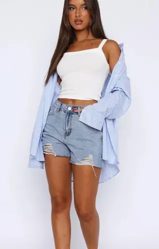 White Fox Boutique On Vacay Denim Shorts Blue