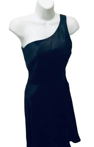 Moda VTG International 100% SILK Little Black One Shoulder Mini Dress 2 Sparkle