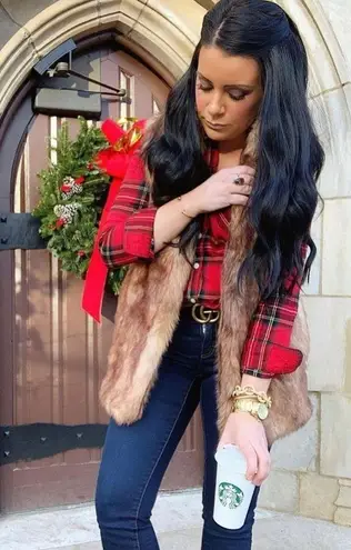 Brown Faux fur oversized vest one size fits most