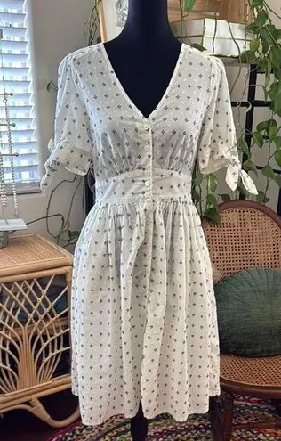 Monsoon London Off White Swiss Dot Button Up Day Dress