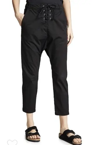 Nili Lotan Avery Lace Up Drop Crotch Cropped Black Pants Size 6 NL 2609988