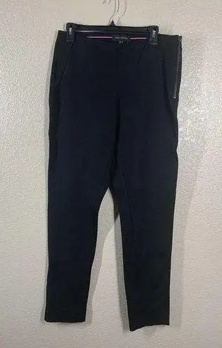 Pink Tartan Black Ponte Knit Pants Size 8 Split Hem Straight Leg
