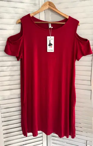 Cold Shoulder Dress, XL Red