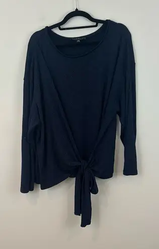 Eloquii Navy Sparkle Faux Wrap Tie-Front Long Sleeve Top Size 22/24 Women's
