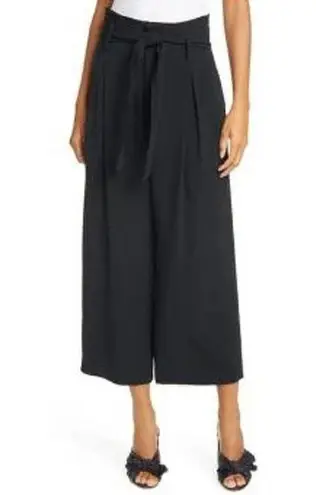 Jason Wu Black Belted Crop Wide Leg Trouser Pants Size 6 NWT $450