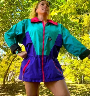 90s USA製 Woolrich フライトジャケット CORDURA Y2K Vintage 90s Woolrich womens neon color block windbreaker jacket