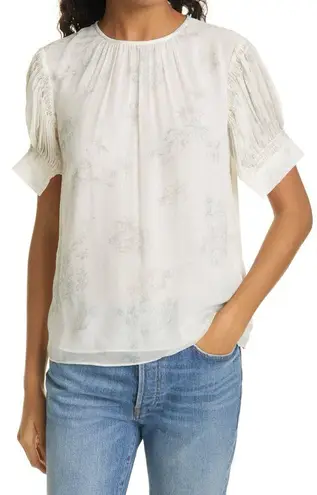 Rebecca Taylor Puff-Sleeve Silk Toile Blouse, Size S New w/Tag Retail $245