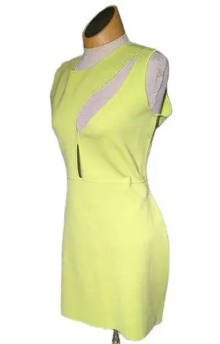 Esteban Cortazar Lime Green Bodycon Stretch Knit Cutout Mini Dress Sz XL