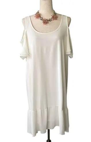 Moa Moa Cold Shoulder Flutter Sleeve Dress