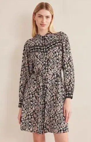 Boden Floral Western Mini Shirt Dress 10R Black Size undefined
