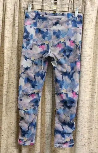 Mona B Mono B Watercolor Athletic Capri Ruched Hem Leggings