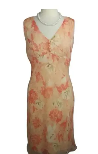 Vintage Y2K Faith Love & Passion peach and coral floral sheath midi dress Orange Size M