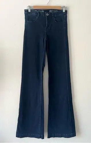 Madewell  Sz 25 Widelegger Dark Wash Wide Leg Flare Leg Jeans Stretch Long Length