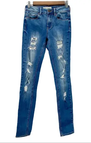 Bullhead Denim Co Womens 1 High Rise Skinniest Distressed Jeans Medium Blue Size undefined