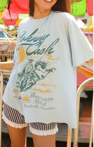 Daydreamer NWT Johnny Cash American Rebel OS Tee - Airey Blue - One Size