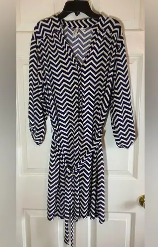 Tacera Navy & White Chevron Dress