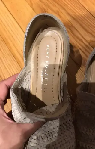 Very Volatile Los Angeles Leather Woven Almond D'orsay Western Block chunky