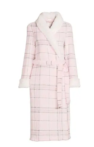 secret treasures Womens Fleece Plaid Robe Size L 12-14 Dressing Gown New