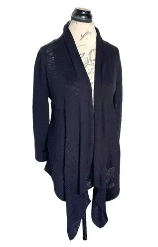 st. john's bay  Womens Open Cardigan Size Medium Black Ribbed High Low Knit NWT