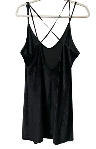 Dentelle velvet cross back strap chemise dress vintage scoop neck open back Black Size L