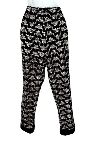 Frances Valentine Black Velvet Gold & Silver Filigree Embroidered Pants, Size 6