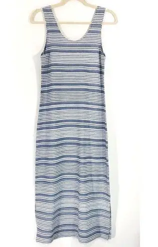 LYSSÉ New Lysse Stripe Knit Mulholland Midi Side Slit Sleeveless Tank Dress Blue