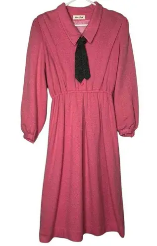 Vintage Retro 40's Pink Angora dress removable gray tie Merry Devil size Medium