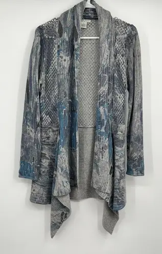 Alberto Makali Gray Blue S Open Cardigan Sweater Wool Boho Festival Hippie Art