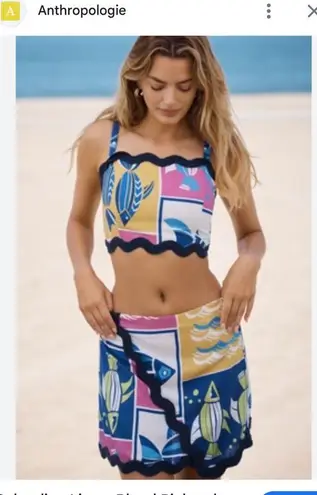 Anthropologie  Multicolor Fish Print Mini Skirt | Women’s Size XL