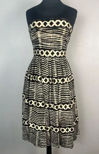 Tracy Reese Rare ANTHROPOLOGIE Lattice Ring Dress BY size Medium black/Creme